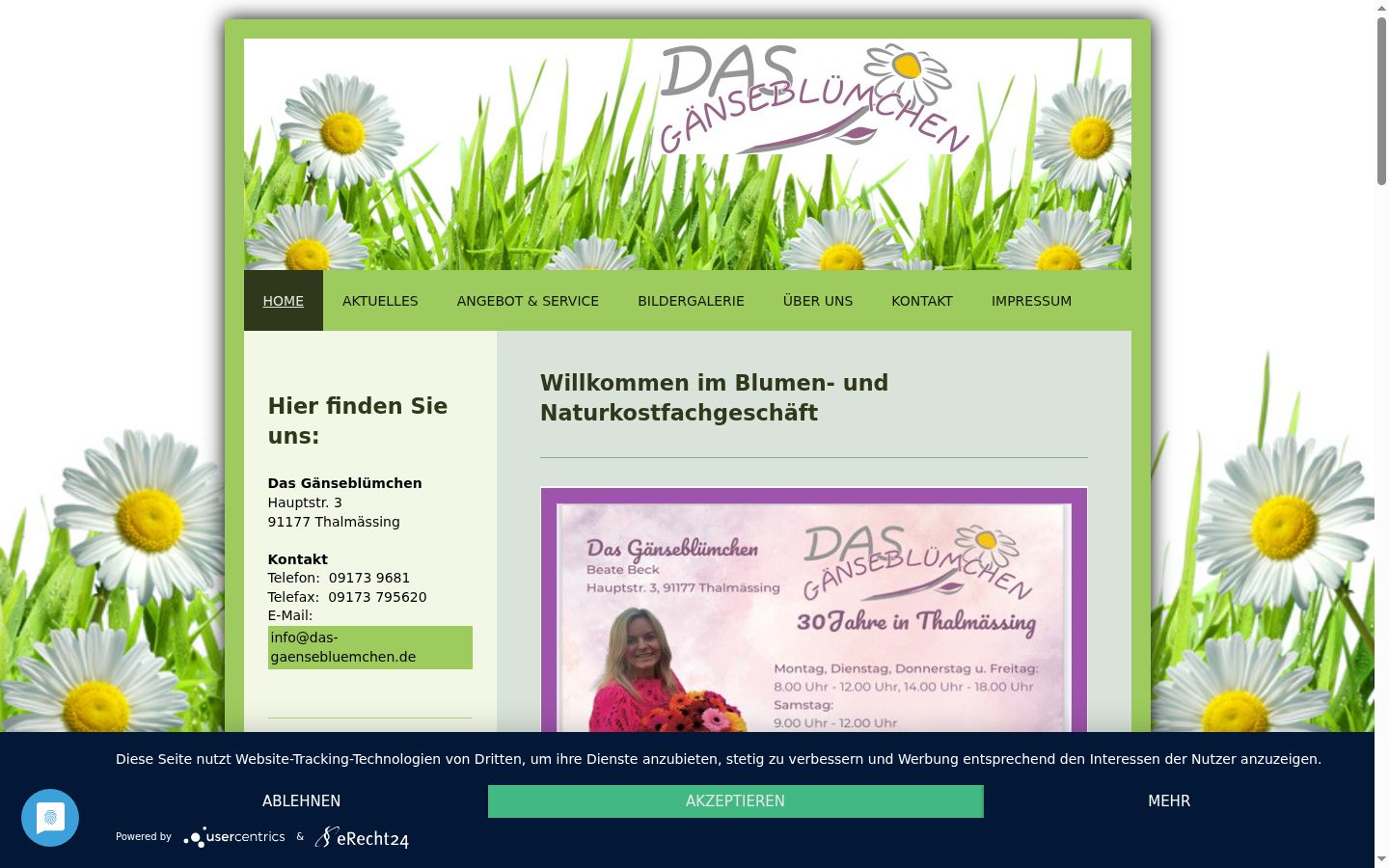 Screenshot des Einwilligungsbanners vor jeglicher Interaktion