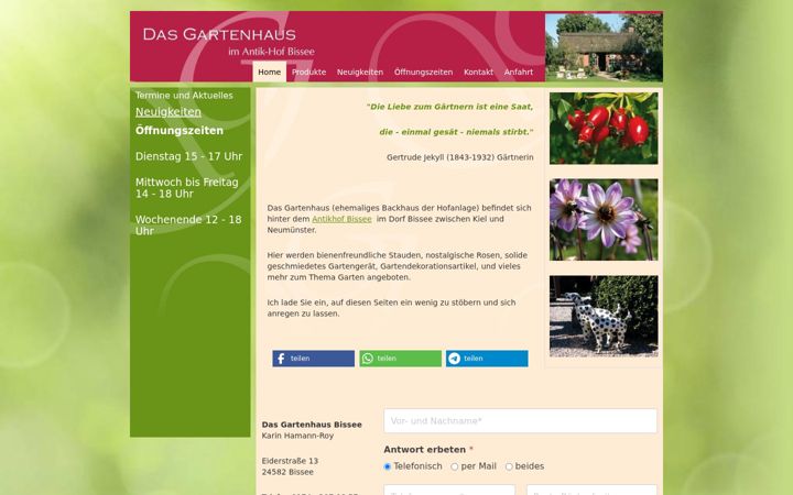 Screenshot of das-gartenhaus-bissee.de