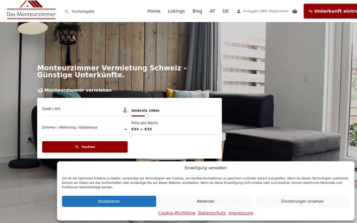 Screenshot of das-monteurzimmer.ch