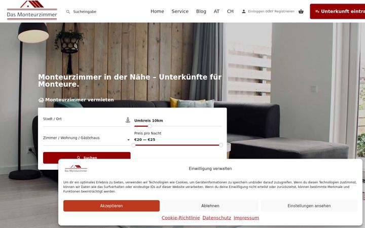 Screenshot of das-monteurzimmer.de