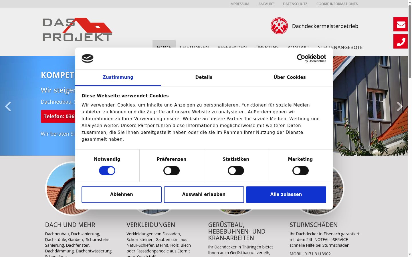 Screenshot of the consent banner shown before any interaction