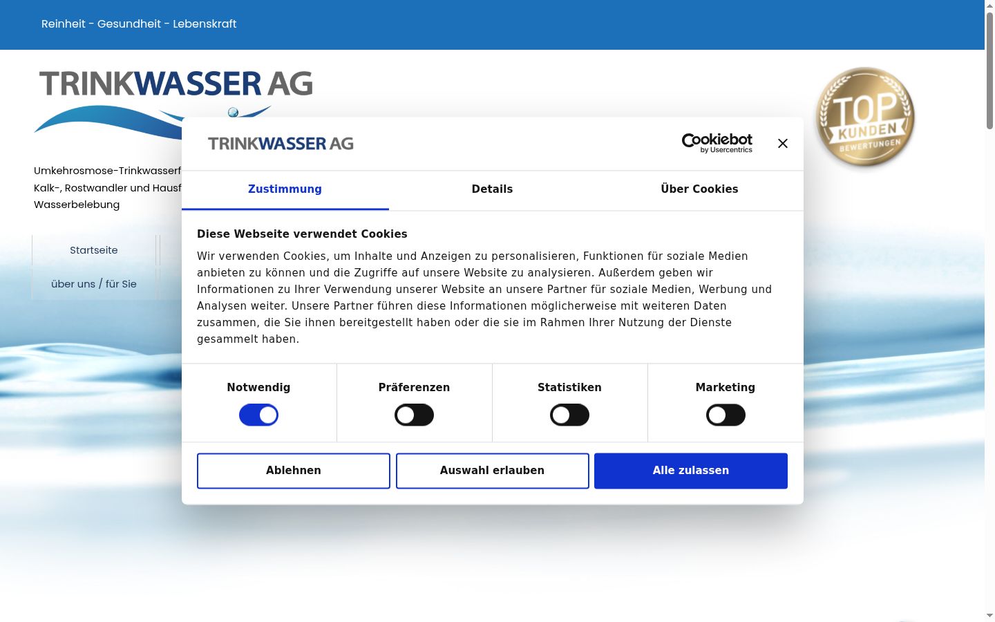 Ekrānuzņēmums ar piekrišanas baneri, kas tika rādīts pirms jebkādas mijiedarbības