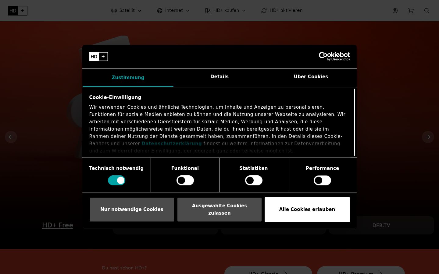 Screenshot del banner di consenso mostrato prima di qualsiasi interazione