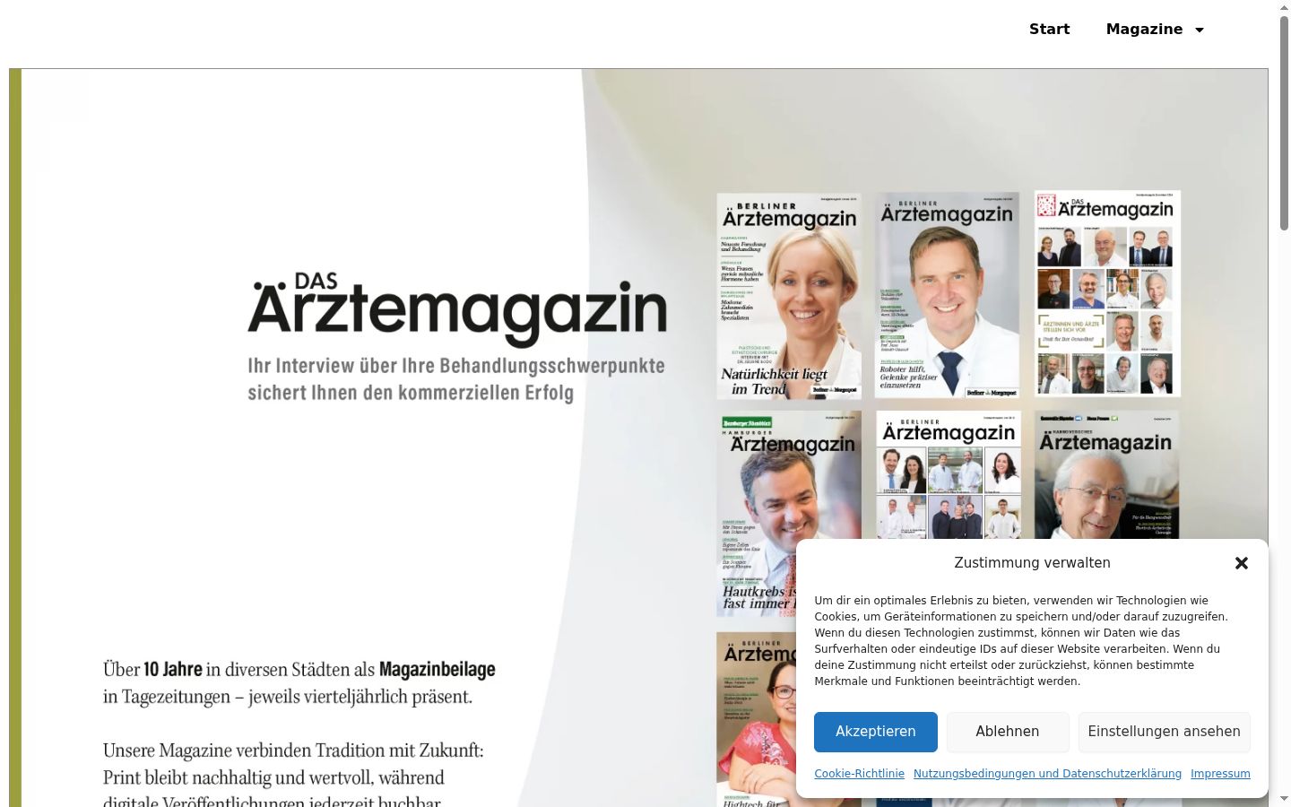 Screenshot des Einwilligungsbanners vor jeglicher Interaktion