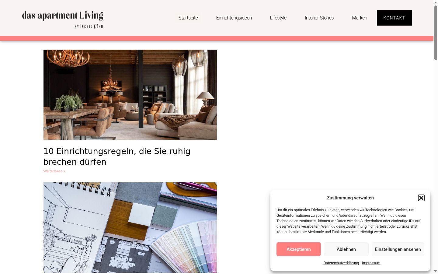 Screenshot des Einwilligungsbanners vor jeglicher Interaktion