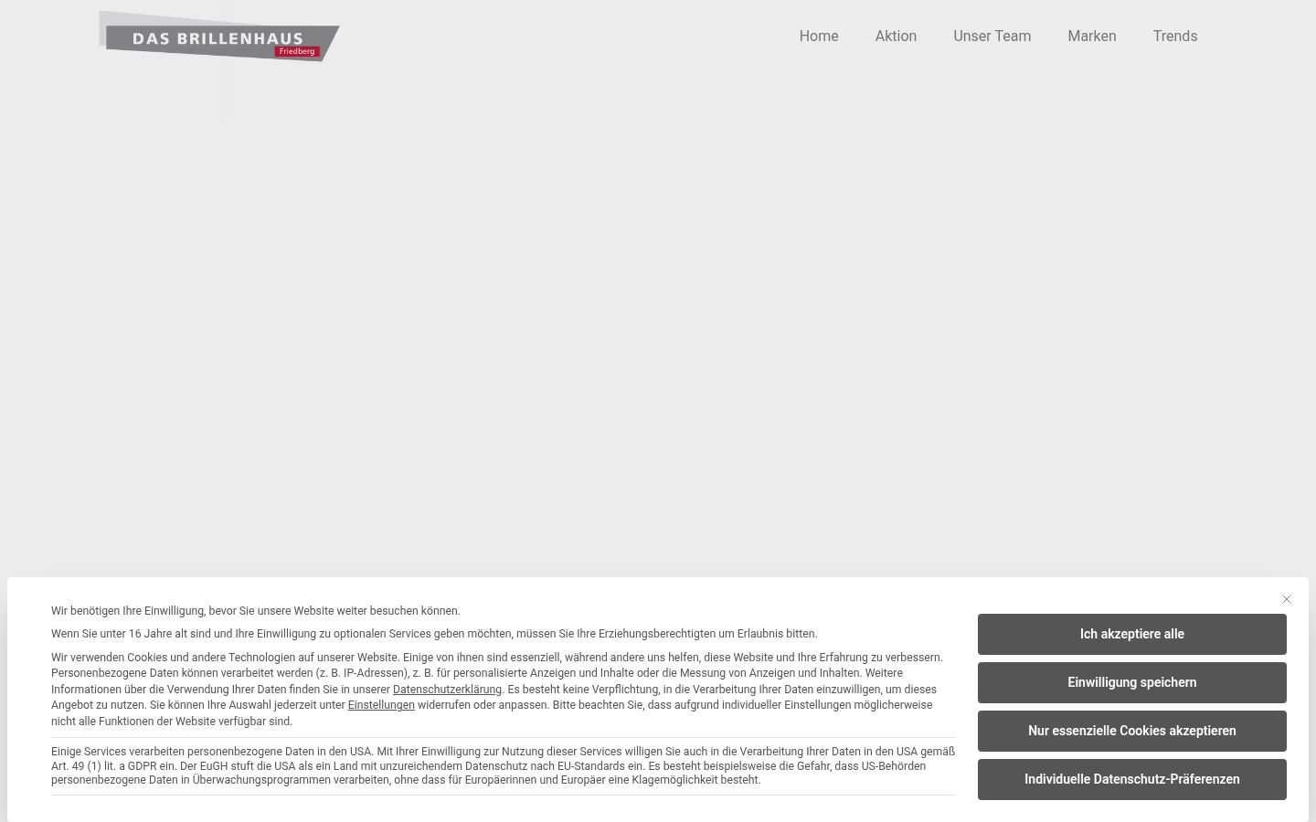 Screenshot des Einwilligungsbanners vor jeglicher Interaktion