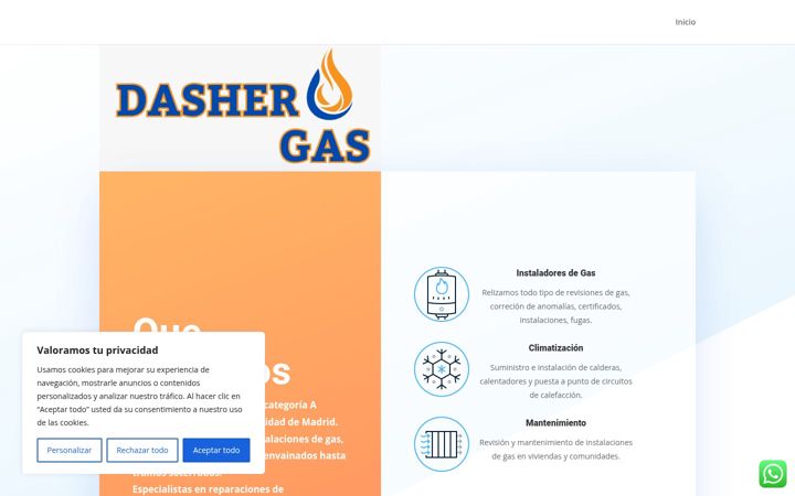 Screenshot of dashergas.com