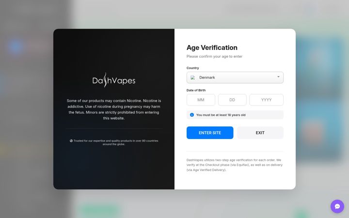 Screenshot of dashvapes.com