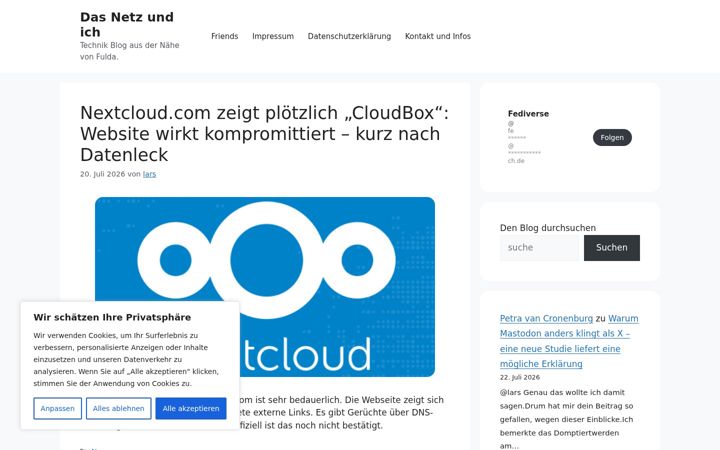 Screenshot of dasnetzundich.de