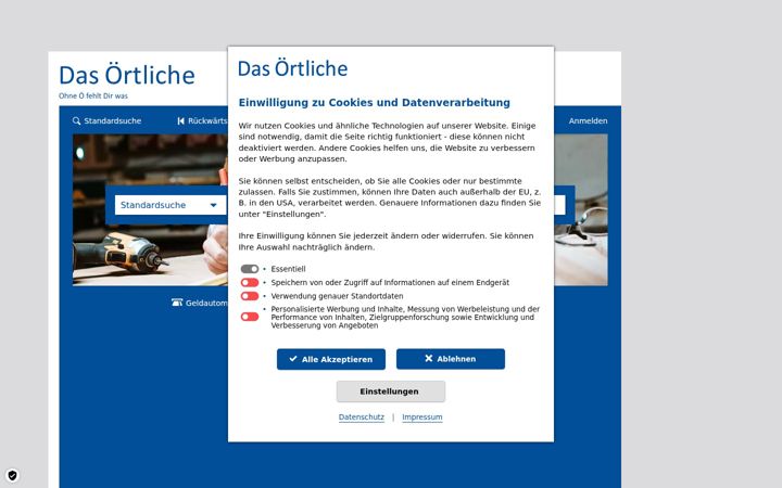 Екранна снимка на dasoertliche.de