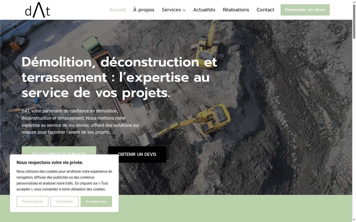 Capture d'écran de la bannière de consentement affichée avant toute interaction