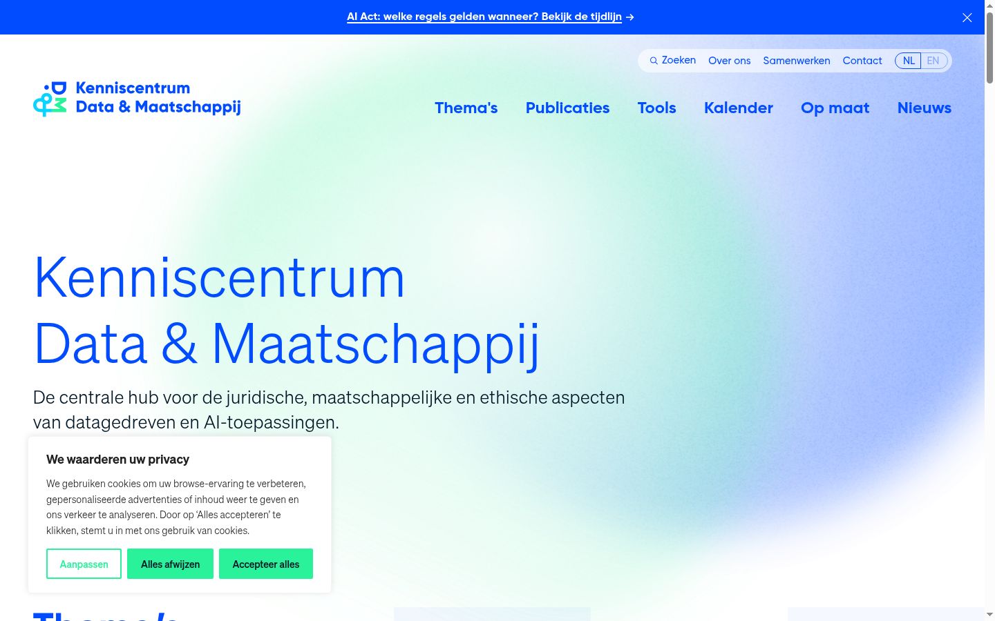 Screenshot des Einwilligungsbanners vor jeglicher Interaktion