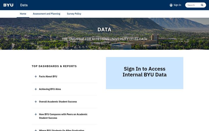 Skjermbilde av data.byu.edu