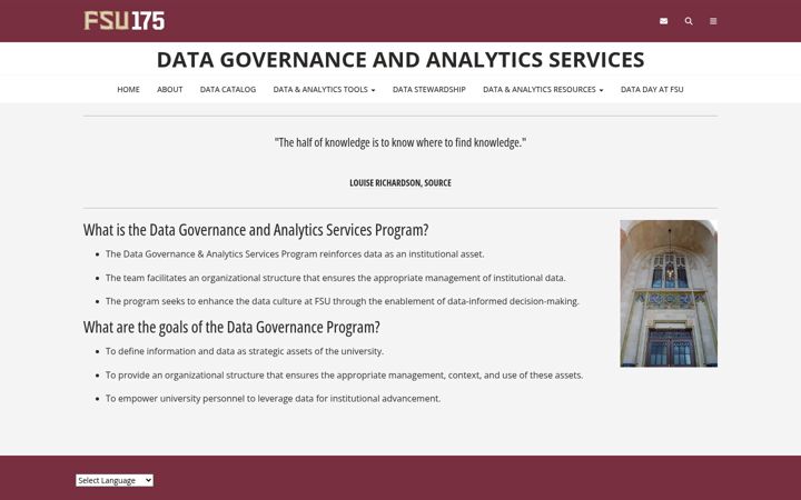 Skjermbilde av data.fsu.edu