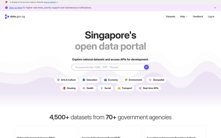 Screenshot of data.gov.sg