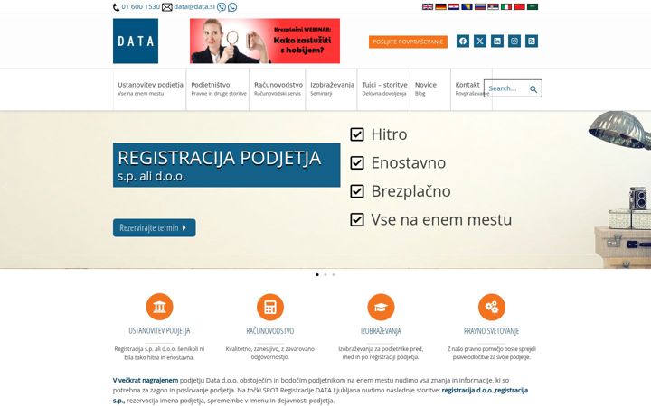 Screenshot of data.si