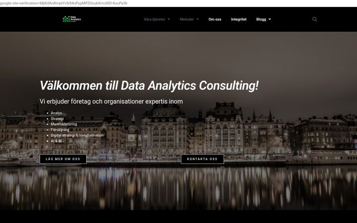 Екранна снимка на dataanalytics.se