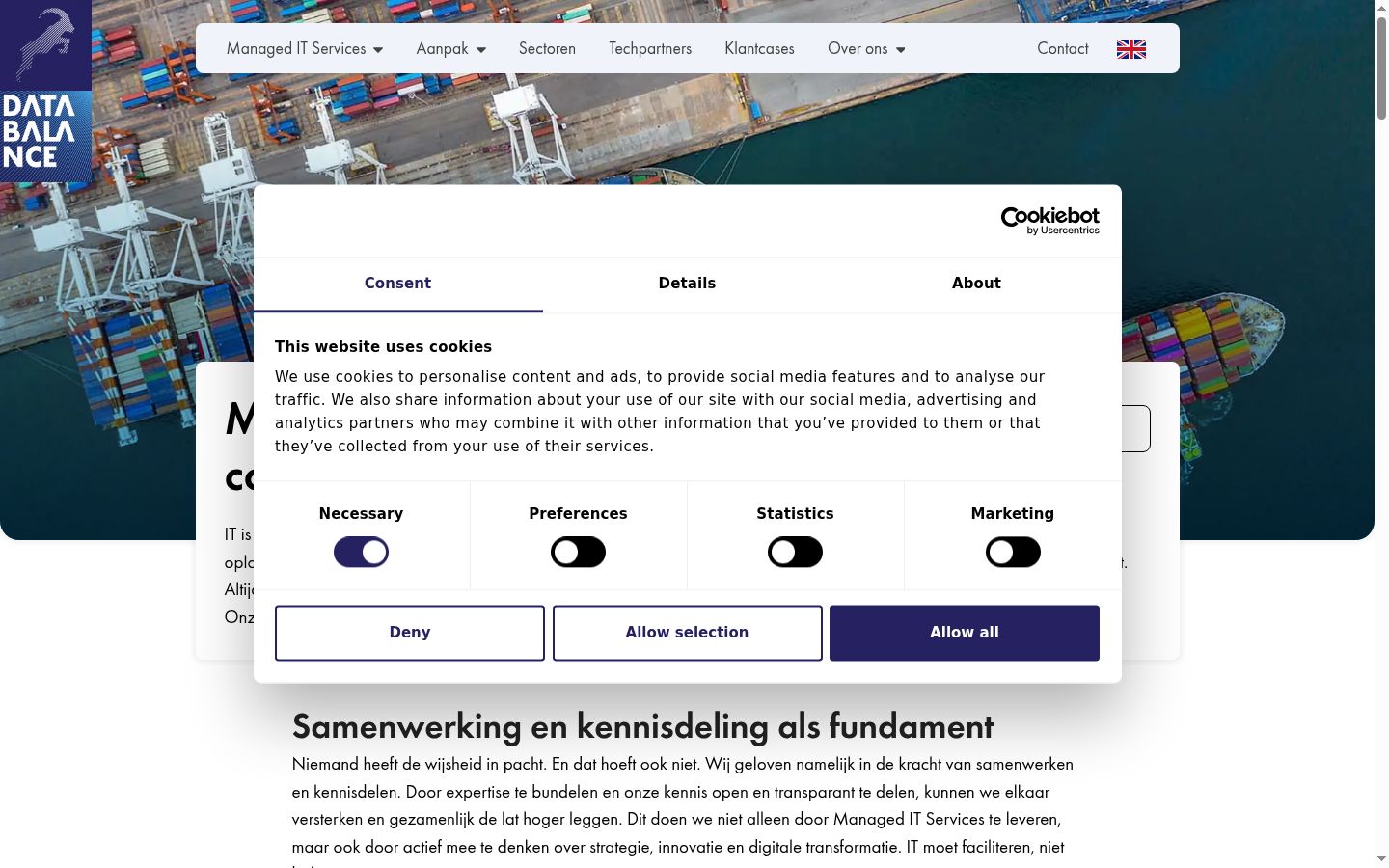 Screenshot of the consent banner shown before any interaction