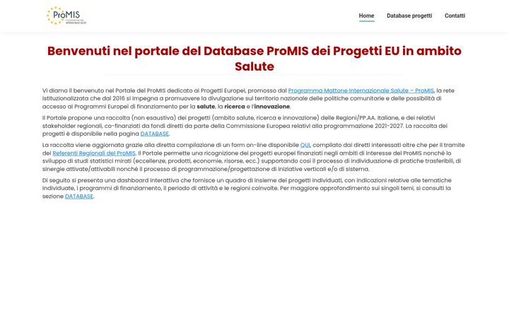 Screenshot of database-promis.eu