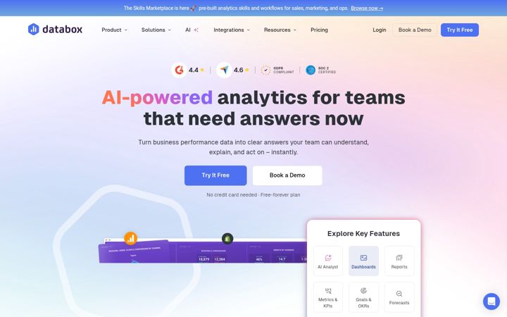 Captură de ecran a databox.com