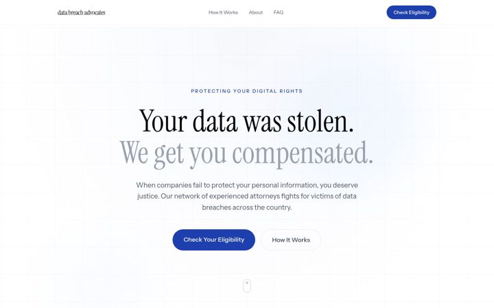 Screenshot of databreachadvocates.com