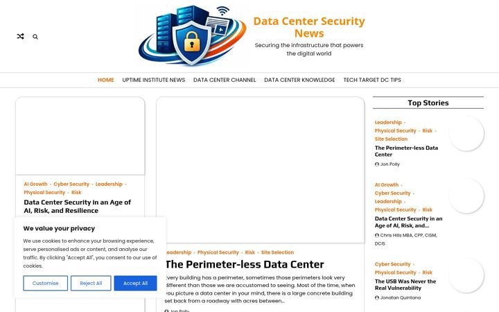 Captură de ecran a datacentersecurity.net