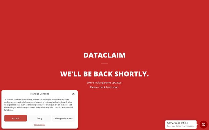 Screenshot of dataclaim.co.uk