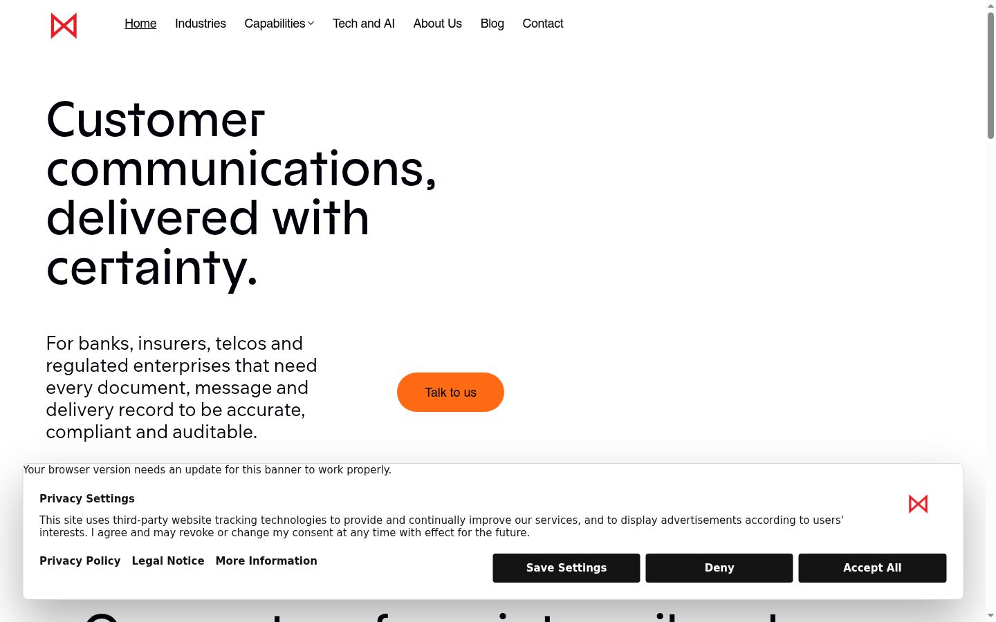 Screenshot of the consent banner shown before any interaction
