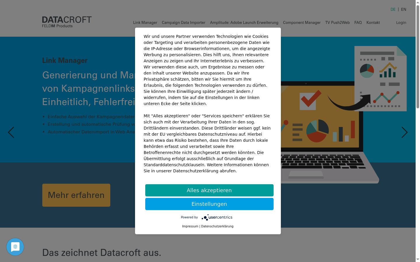 Screenshot tal-banner tal-kunsens muri qabel kwalunkwe interazzjoni