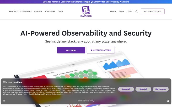 Screenshot of datadog.com