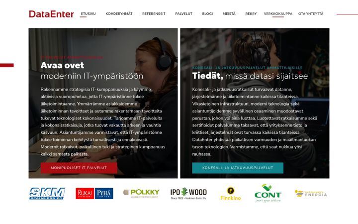 Screenshot di dataenter.fi