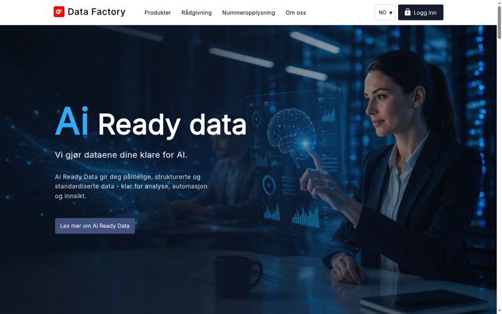 Screenshot of datafactory.no