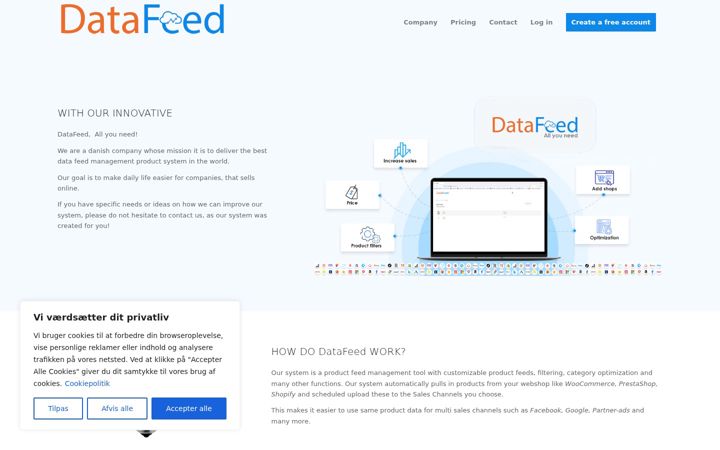 Snímek obrazovky datafeed.dk