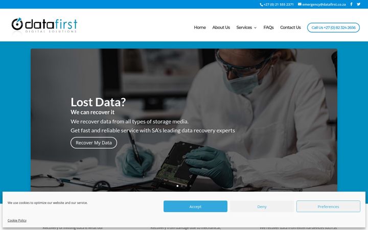 Snímek obrazovky datafirst.co.za