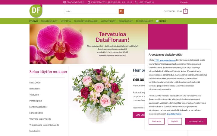 Screenshot di dataflora.fi