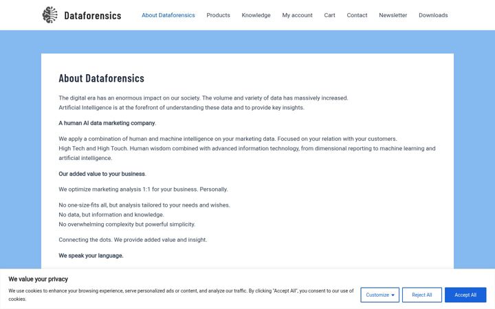 Ekraanipilt saidist dataforensics.nl