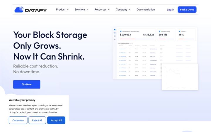 Екранна снимка на datafy.io
