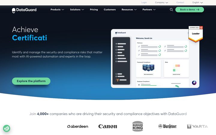 Screenshot of dataguard.com