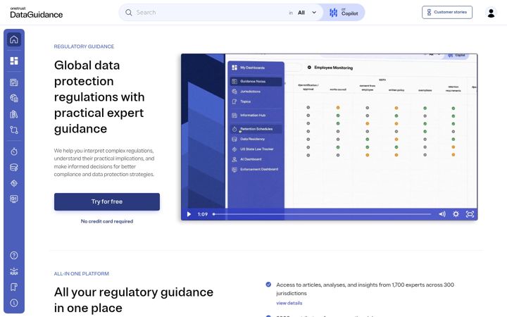 Screenshot of dataguidance.com
