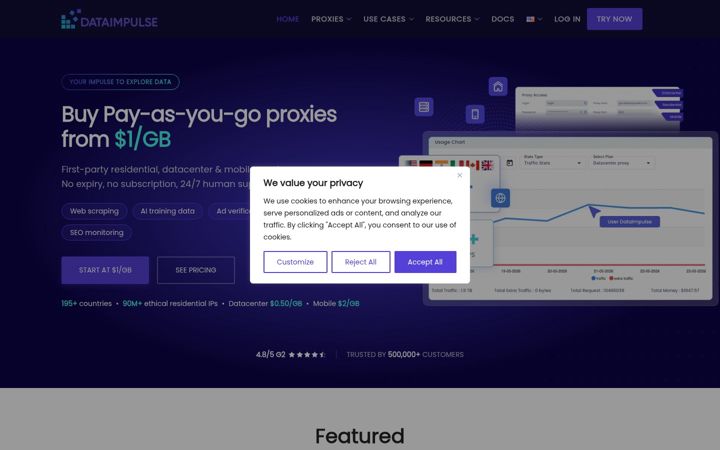 Screenshot von dataimpulse.com