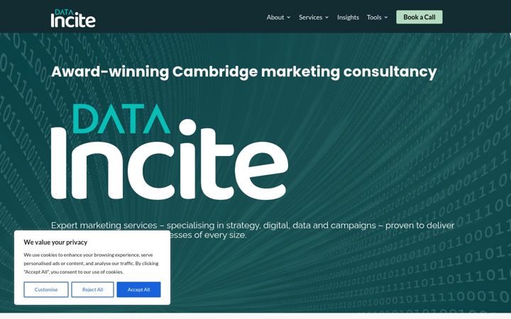 Screenshot ta' dataincite.co.uk