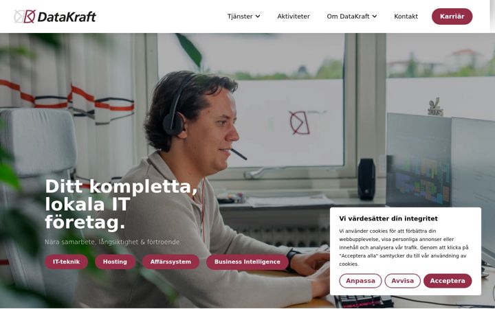 Snímek obrazovky datakraft.se