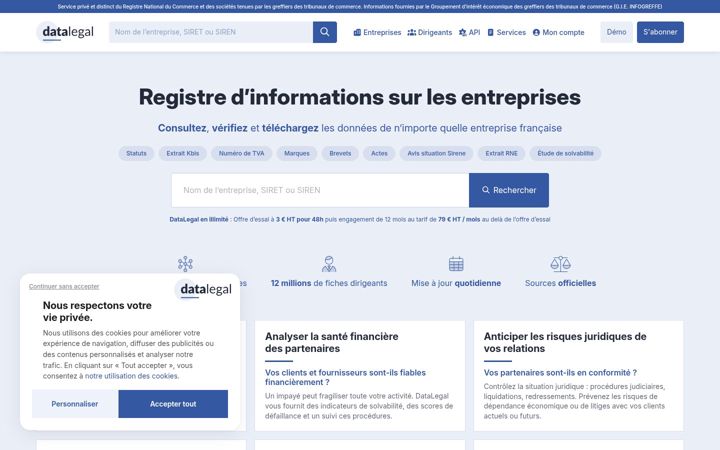 Screenshot of datalegal.fr