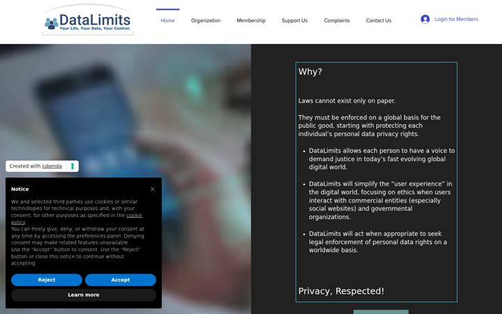 Screenshot of datalimits.org