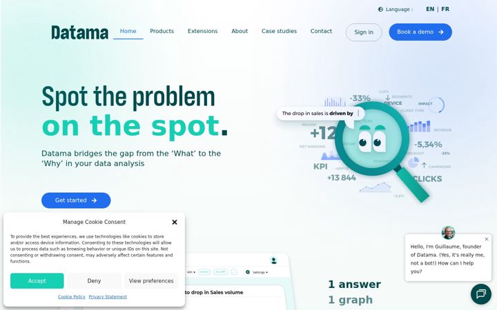 Екранна снимка на datama.io