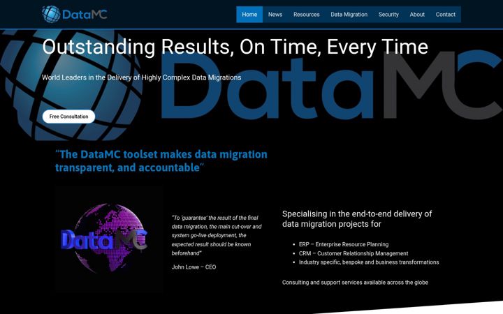 Екранна снимка на datamc.io