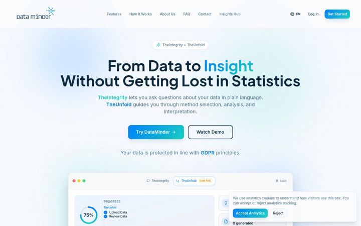 Screenshot di dataminder.ai