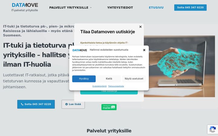 Screenshot di datamove.fi
