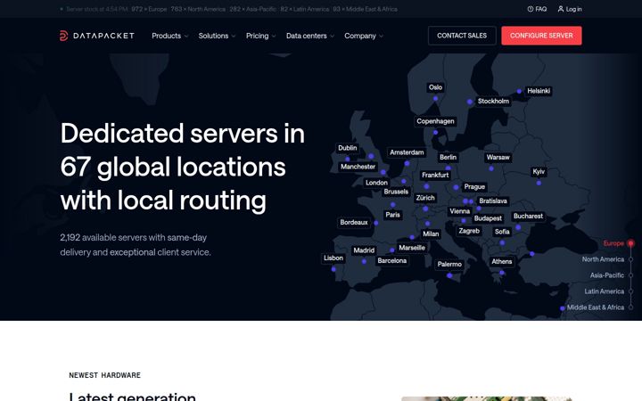 Screenshot of datapacket.com