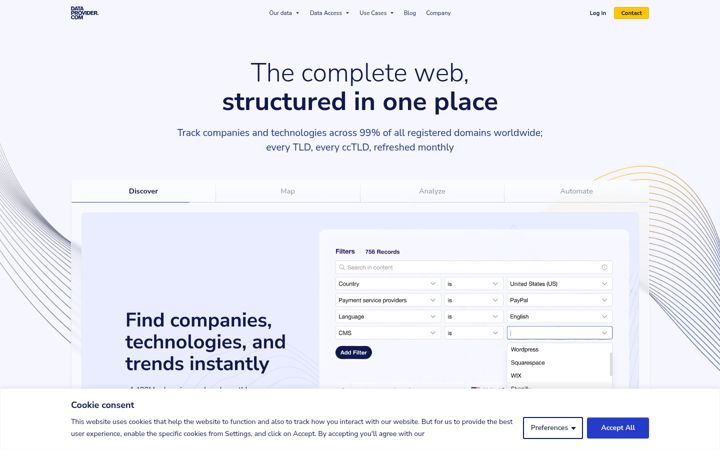 Screenshot of dataprovider.com